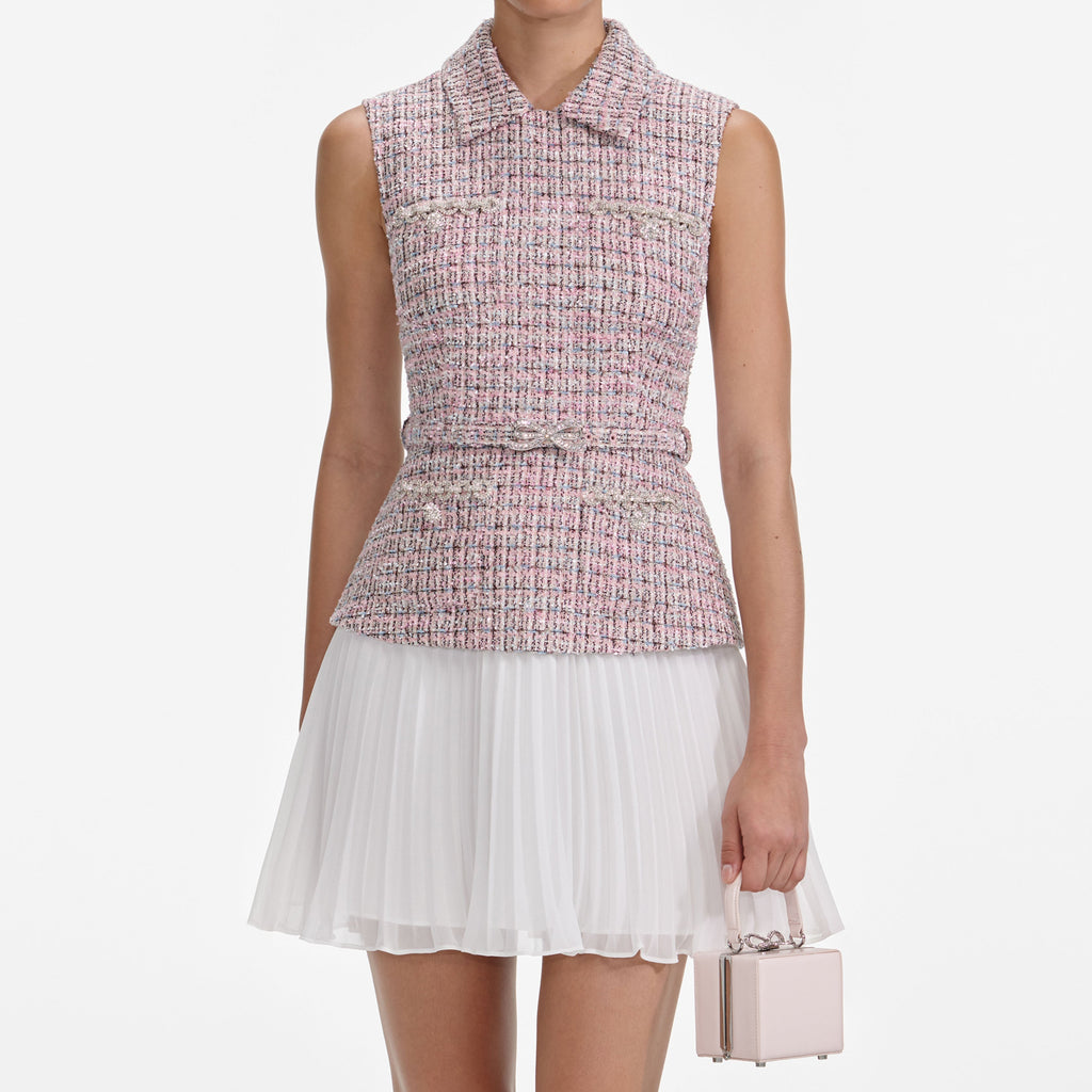 Olivia Pink Boucle Chiffon Mini Dress Flowering Girl