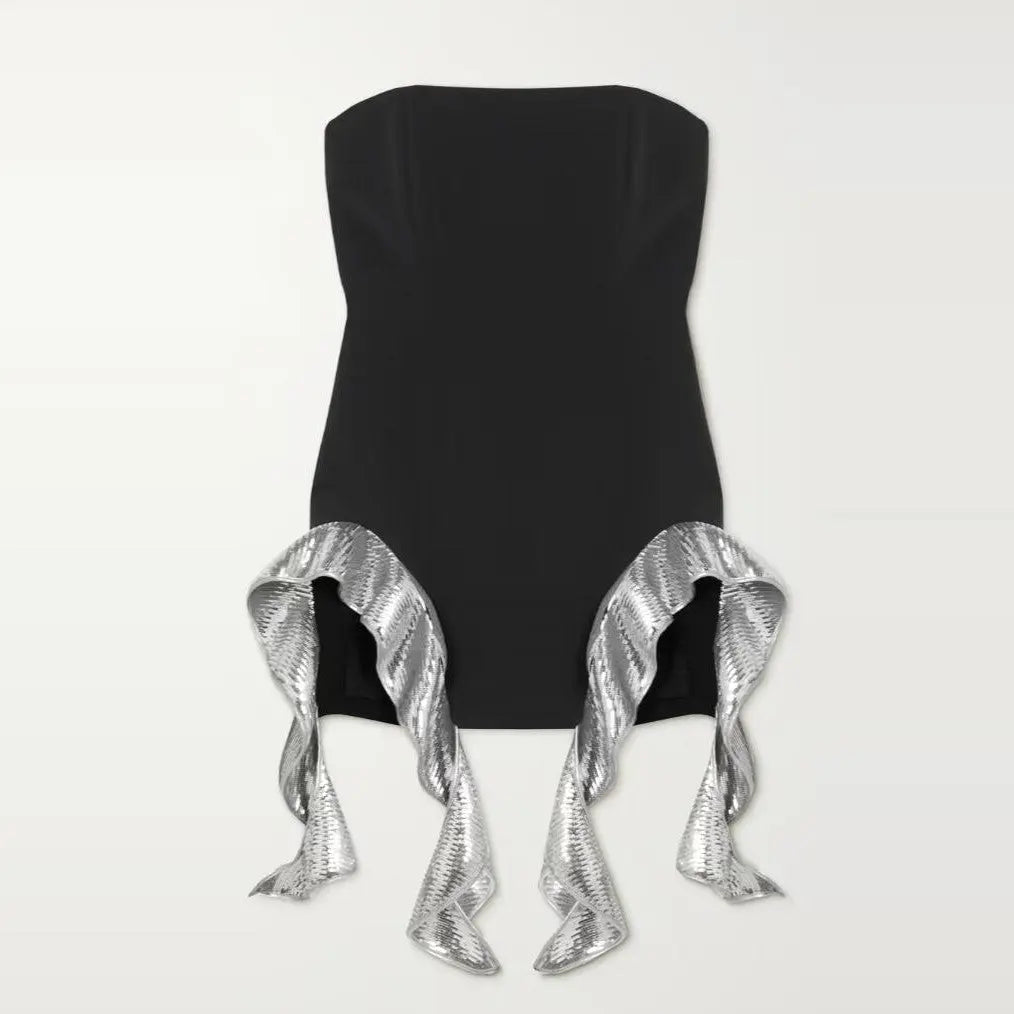 Metallic-Ruffle Strapless Minidress Flowering Girl
