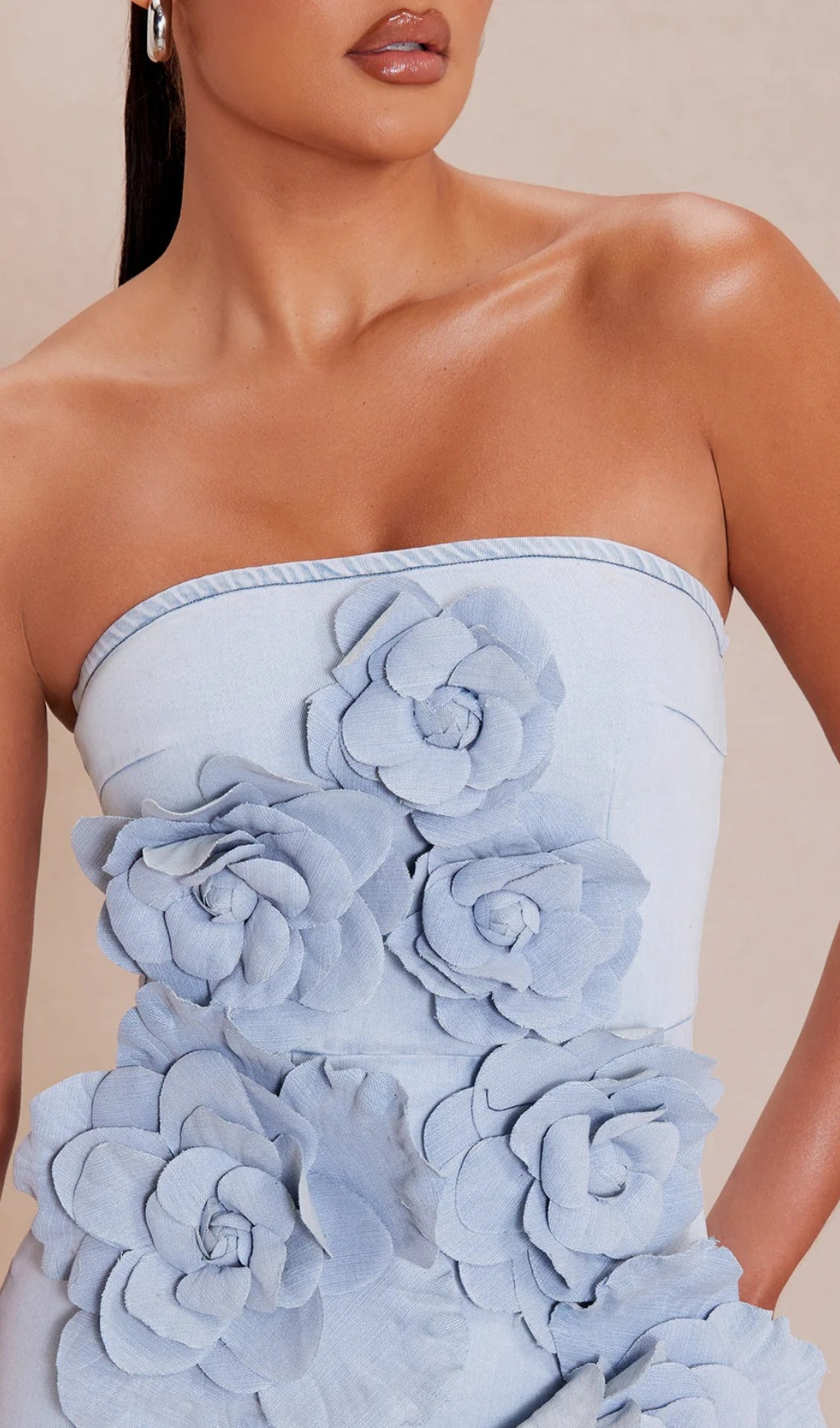 Canto Strapless Flower Denim Mini Dress Flowering Girl