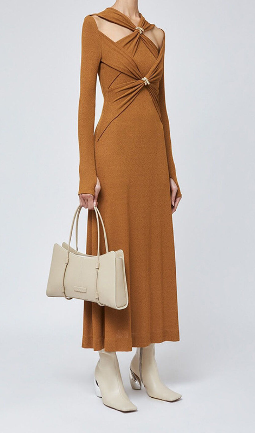 Braydon Cutout Knit Long Sleeve Midi Dress Flowering Girl