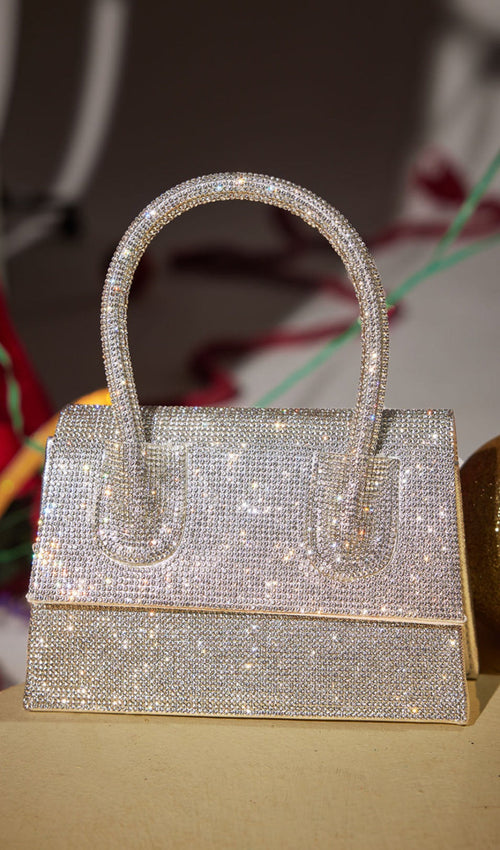 Adonia Crystal Clutch In Silver Flowering Girl