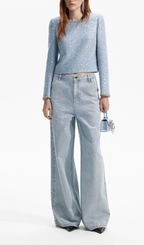 BLUE SEQUIN BOUCLE TOP Flowering Girl