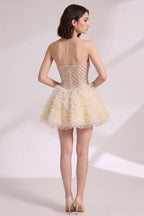 Champagne Tulle Fit-And-Flare Mini Dress Flowering Girl