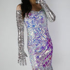Bling Sequin Gloves Flowering Girl