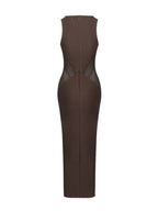 Mars Brown Corset Mesh Midi Dress Flowering Girl