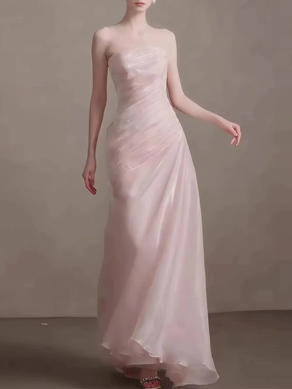 Masashi Pink Strapless Maxi Dress Flowering Girl