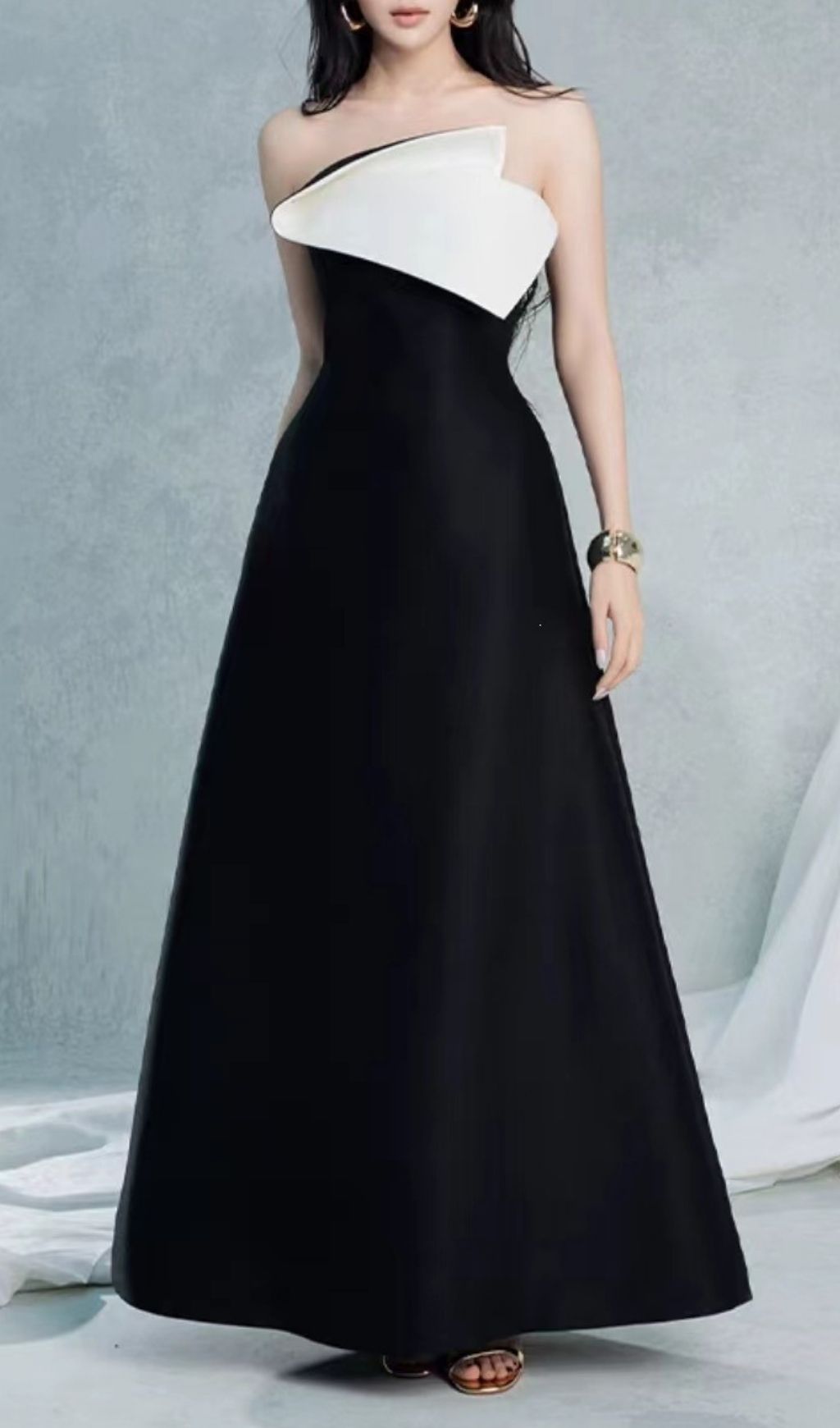 Kiri Strapless Black Maxi Dress Flowering Girl