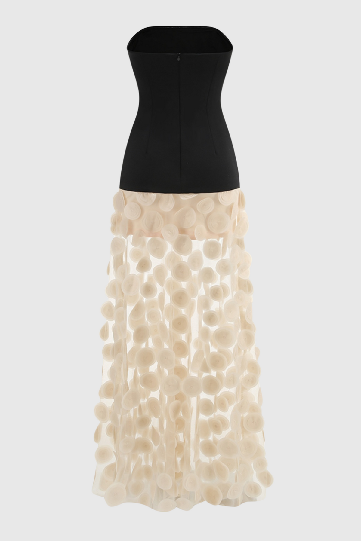 Nodin Strapless Dot Mesh Maxi Dress Flowering Girl