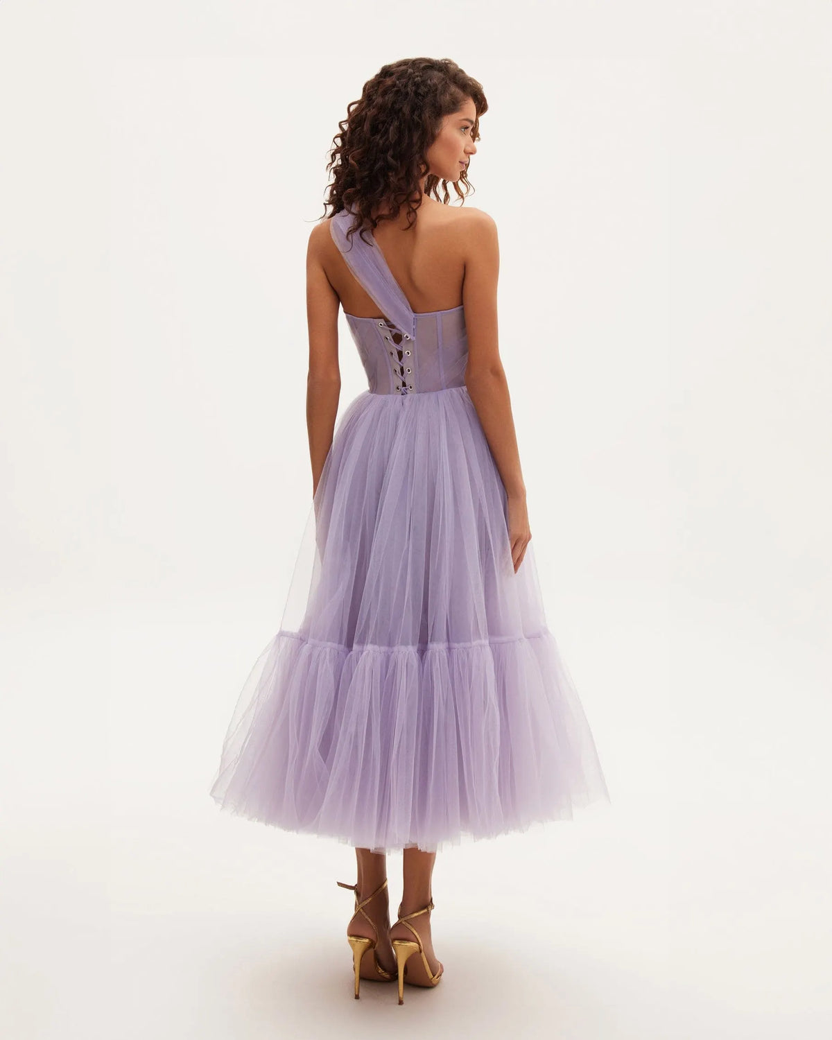 Lavender One-Shoulder Cocktail Tulle Dress Flowering Girl