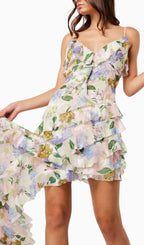 Aviya Floral Ruffle Split Maxi Dress Flowering Girl