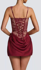 Katty Red Lace Corset Mini Dress Flowering Girl
