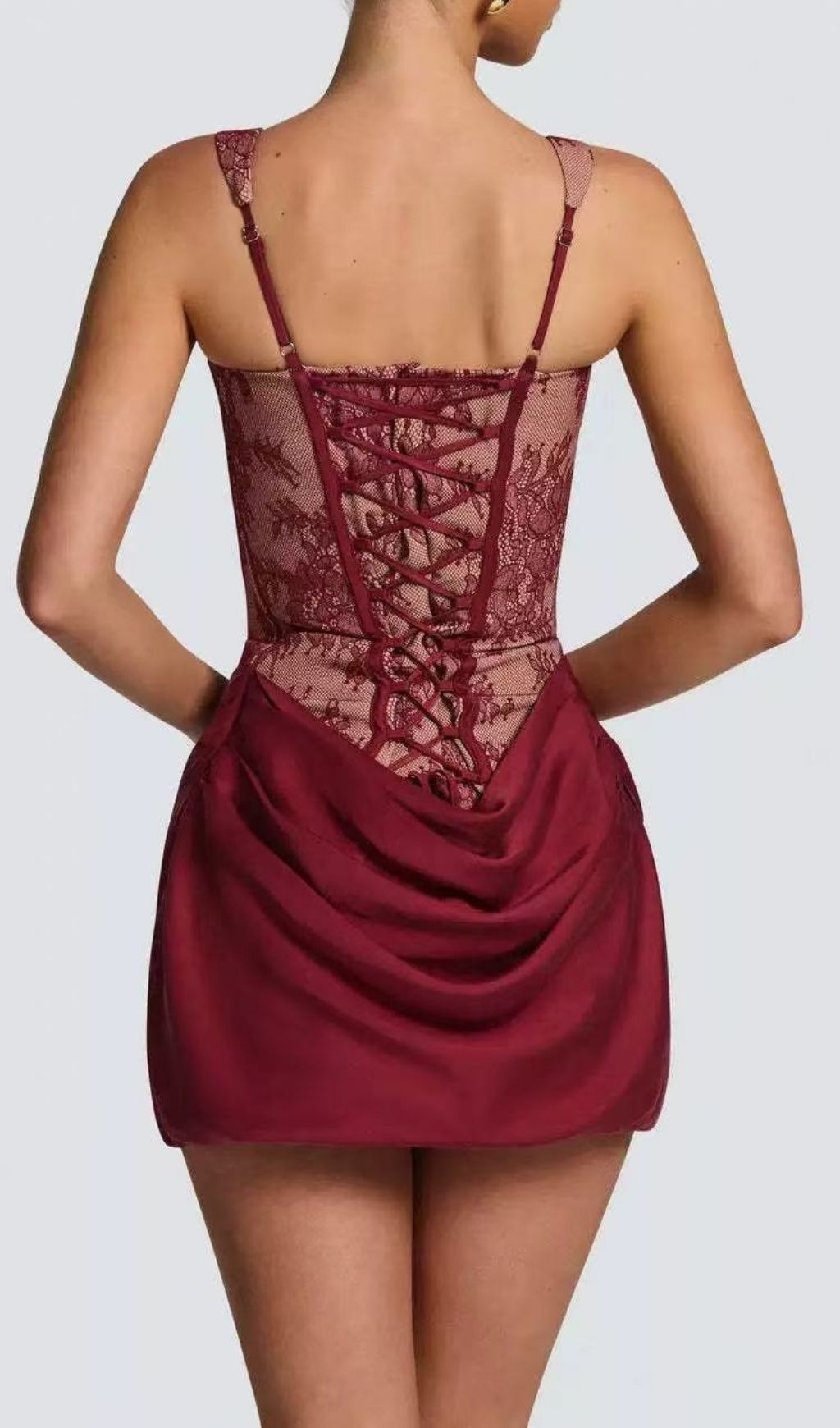 Katty Red Lace Corset Mini Dress Flowering Girl