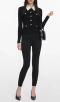 Jocelyn Black 9-Button Embellished Knit Jacket Flowering Girl