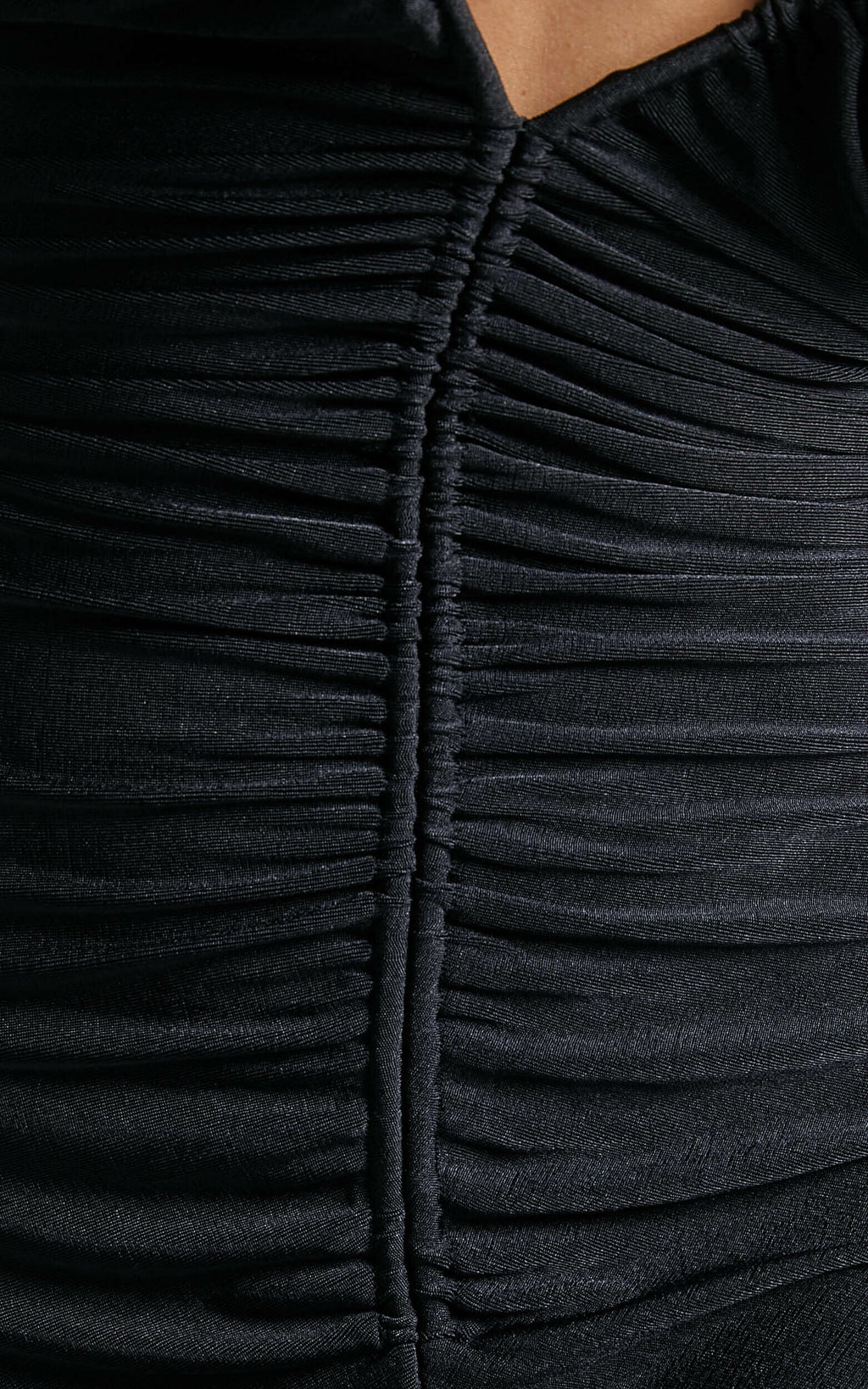 v-Neckline Pleated Bodycon Maxi Dress In Black Flowering Girl