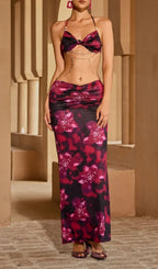 Gorix Chain Printed Dress In Purple Flowering Girl
