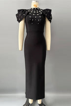 Roxanne Crystal-Embellished Crepe Bodycon Gown In Black Flowering Girl
