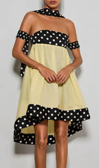Velvandis Off Shoulder Dot Mini Dress Flowering Girl