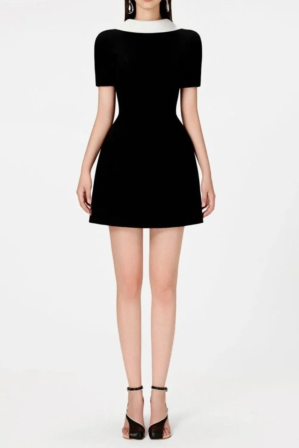 Cowl Neck Backless Mini Dress In Black Flowering Girl
