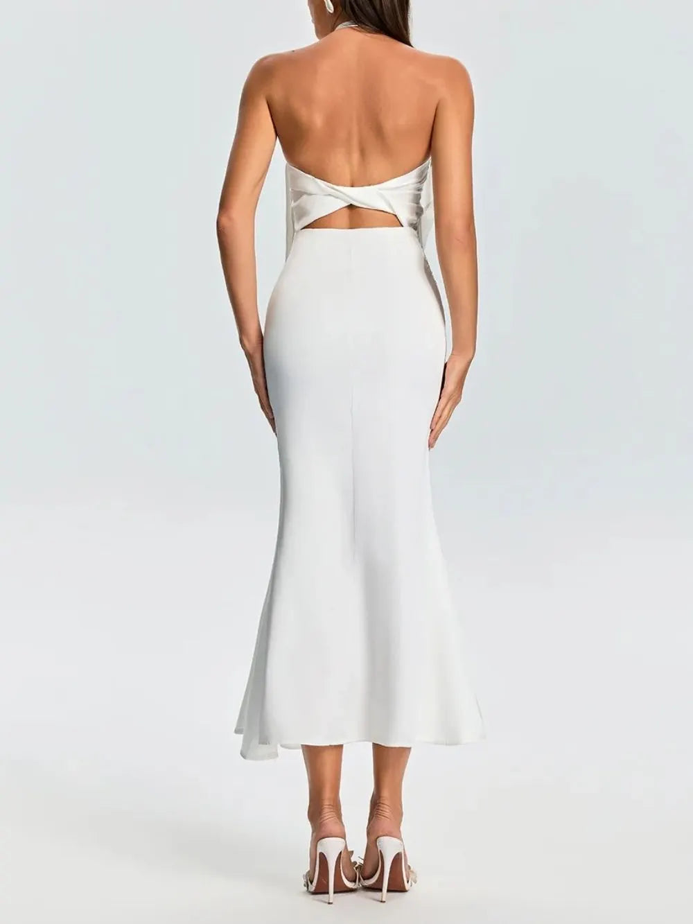 Fareeda Cowl Neck Satin Midi Dress Flowering Girl