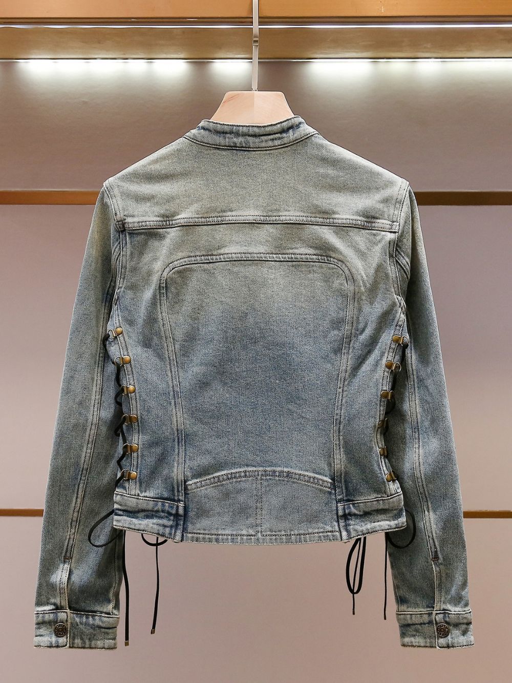 Millie Blue Lace-Up Denim Jacket Flowering Girl