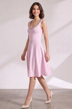 Light Pink Heavy Stretch Knit Fit-And-Flare Dress Flowering Girl