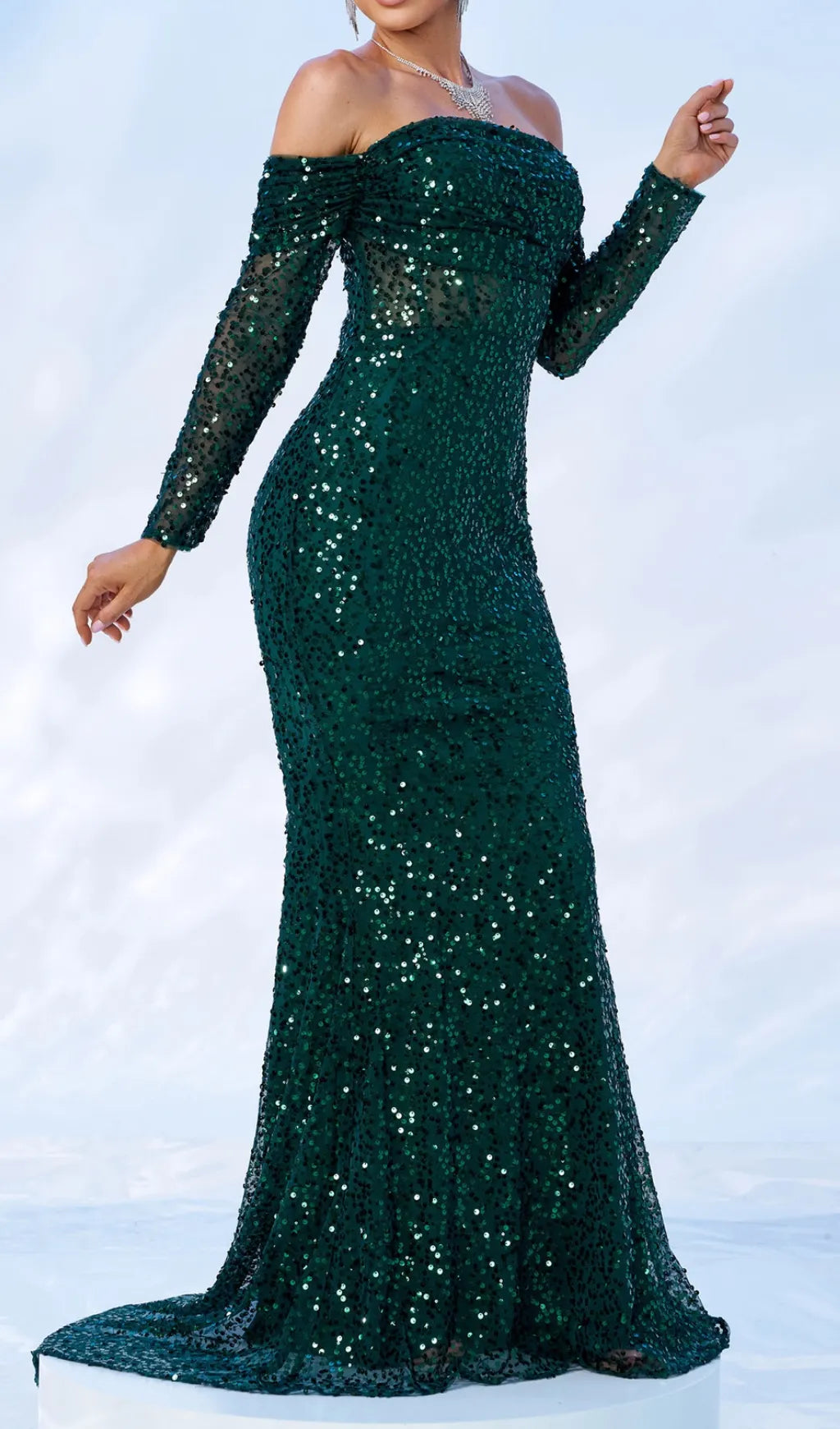 Corbett Green Off-Shoulder Maxi Dress Flowering Girl