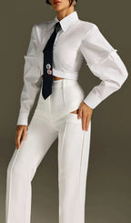 Roselani Puff Sleeve Shirt With Tie Flowering Girl