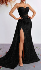 Kailey Strapless Sequin Maxi Dress Flowering Girl