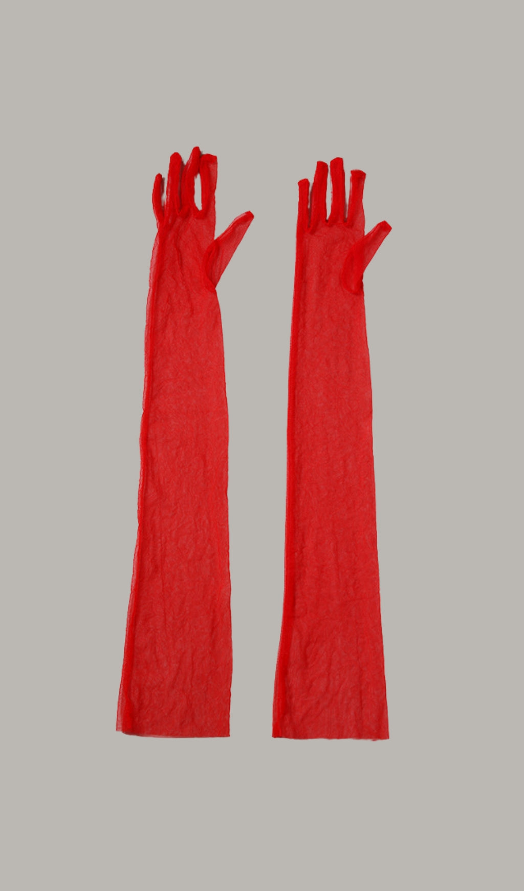 Red Mesh Gloves Flowering Girl