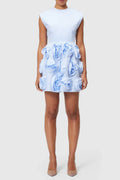 Xaviera Rose Applique Mini Dress In Blue Flowering Girl