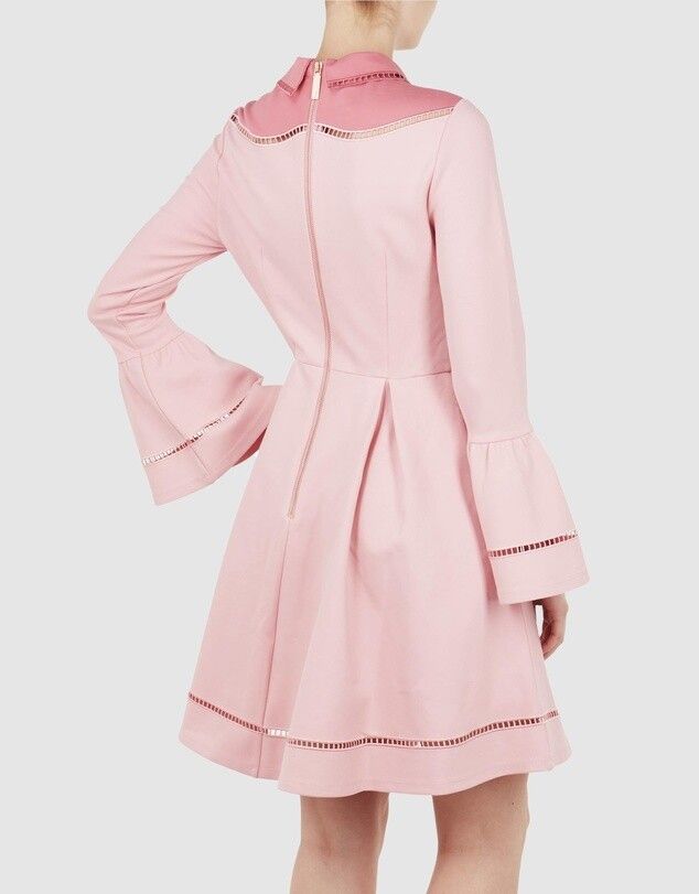 Skater Mini Dress In Pink Flowering Girl