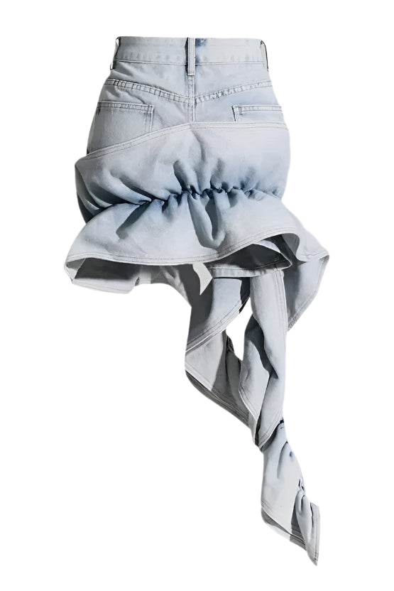 Madiya Asymmetric Ruffle Denim Mini Skirt Flowering Girl