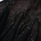 Black Sheer Lace High Neck Long Sleeve Tulle Mini Dress Flowering Girl