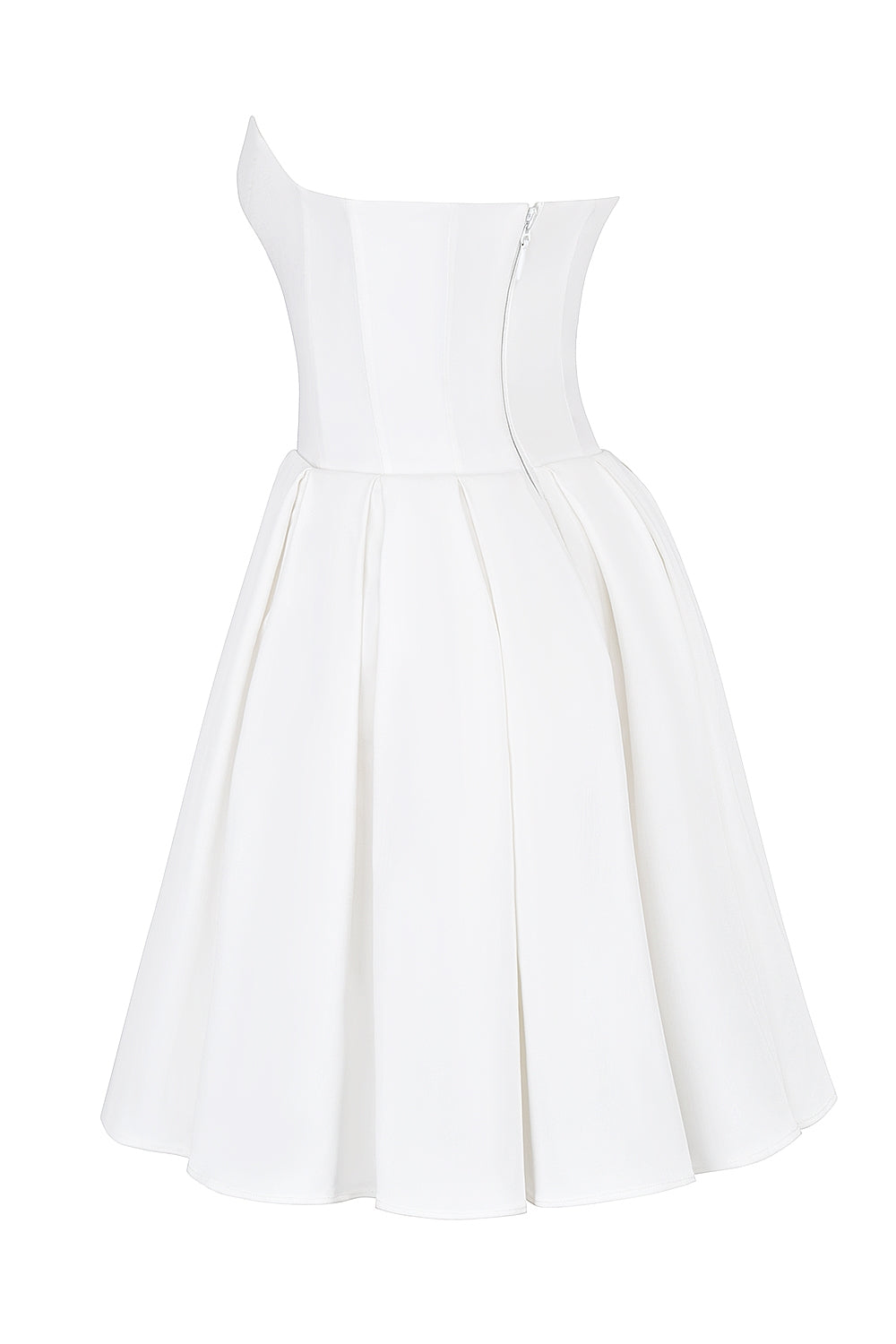 alyssa white strapless pleated mini dress Flowering Girl