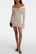 Rosara Off Shoulder Knit Mini Dress Flowering Girl