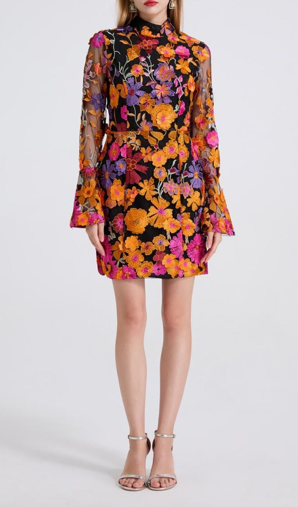 Donelle Flower Embroidered Mini Dress Flowering Girl