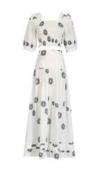 Blossom White Printed Maxi Skirt Set Flowering Girl