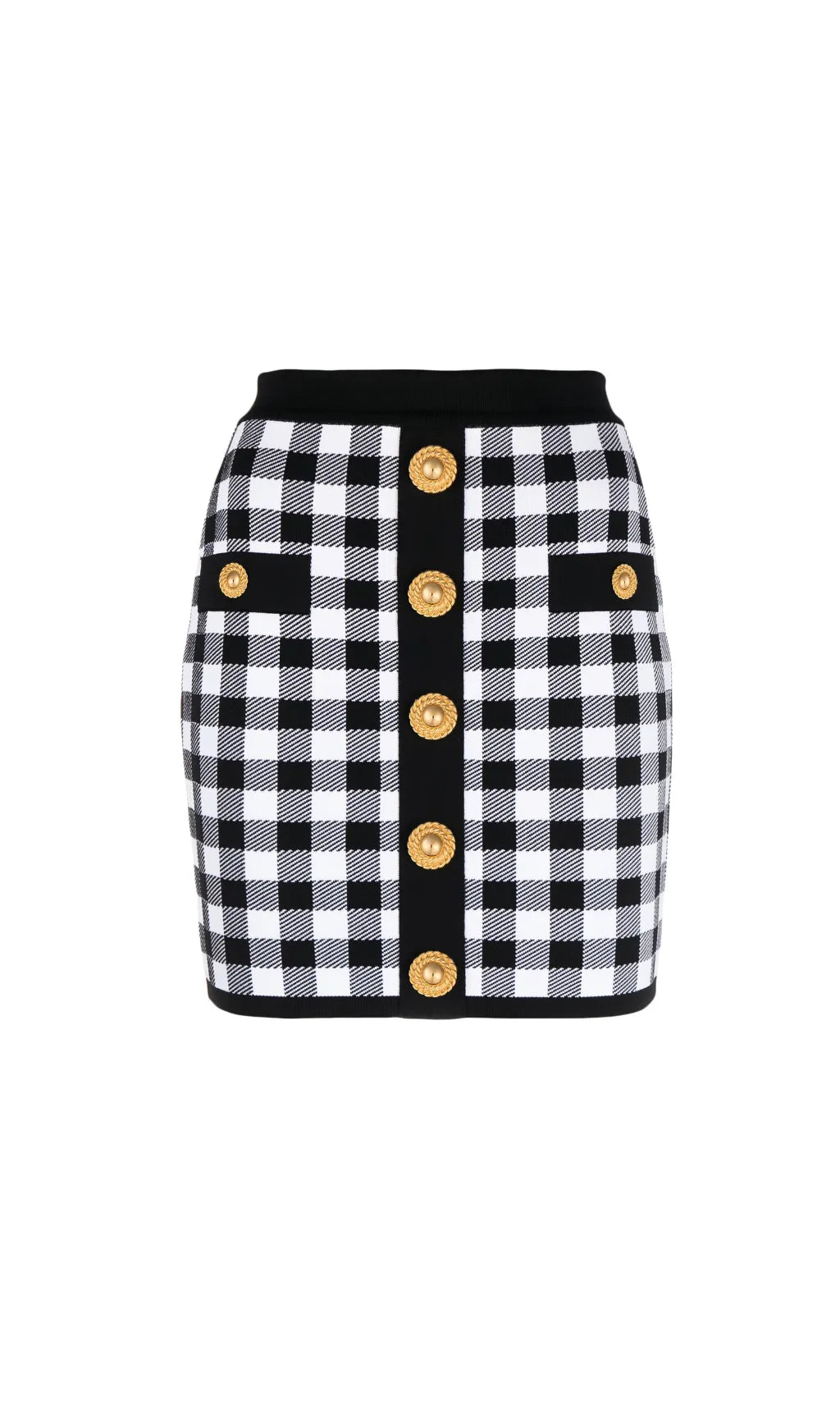 BLACK FINE KNIT GINGHAM SKIRT Flowering Girl