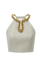 Evangeline Sequin Top In Apricot Flowering Girl