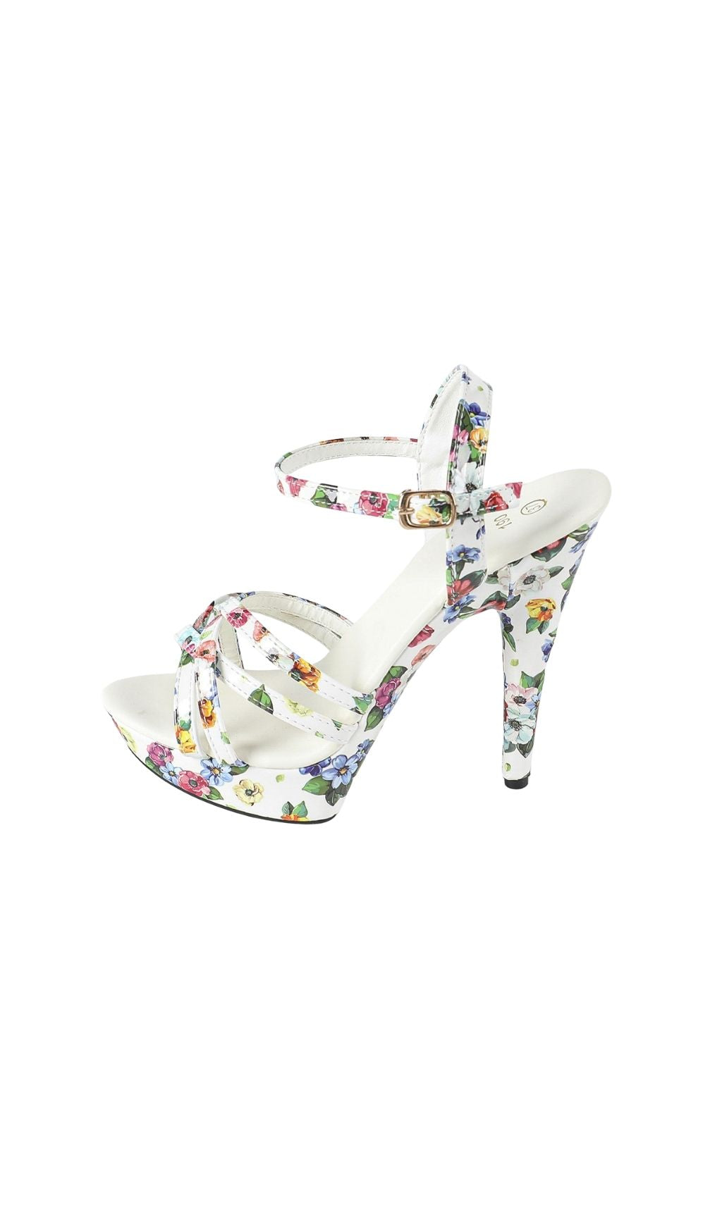 Kynthia White Floral Printed Heels Flowering Girl