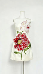 Lailah White Strapless Flower Mini Dress Flowering Girl