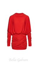 Long-sleeve jersey mini dress in red Flowering Girl