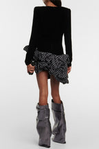 Ursula Velvet Ruffle Dot Mini Dress Flowering Girl