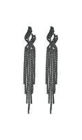 Dunya Black Rhinestone Tassel Earrings Flowering Girl