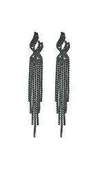 Dunya Black Rhinestone Tassel Earrings Flowering Girl