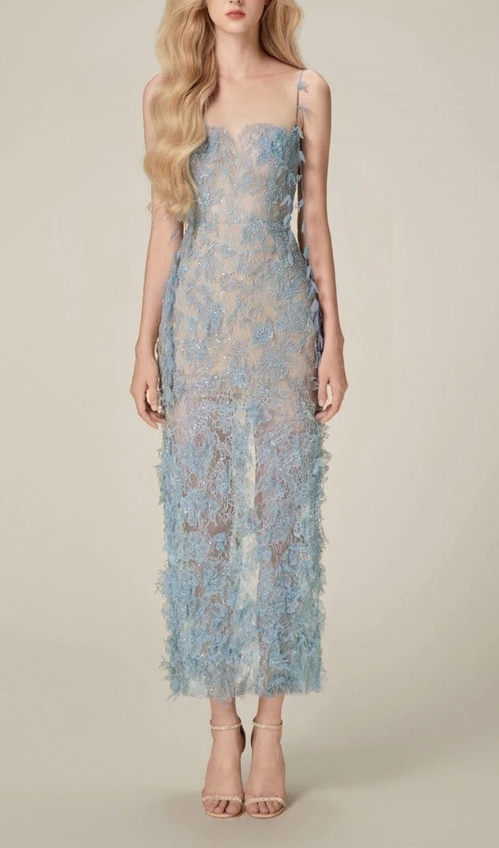 Argo Blue Bead Lace Pencil Dress Flowering Girl
