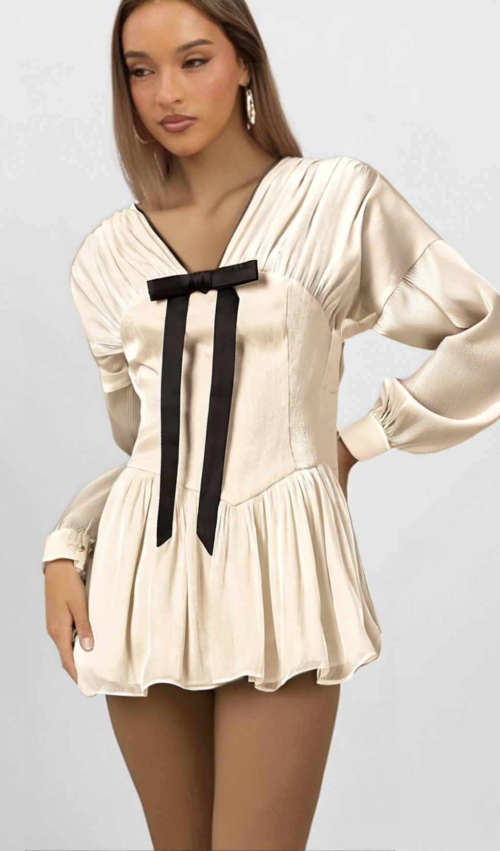 Lina white bowknot glitter-detail mini dress Flowering Girl