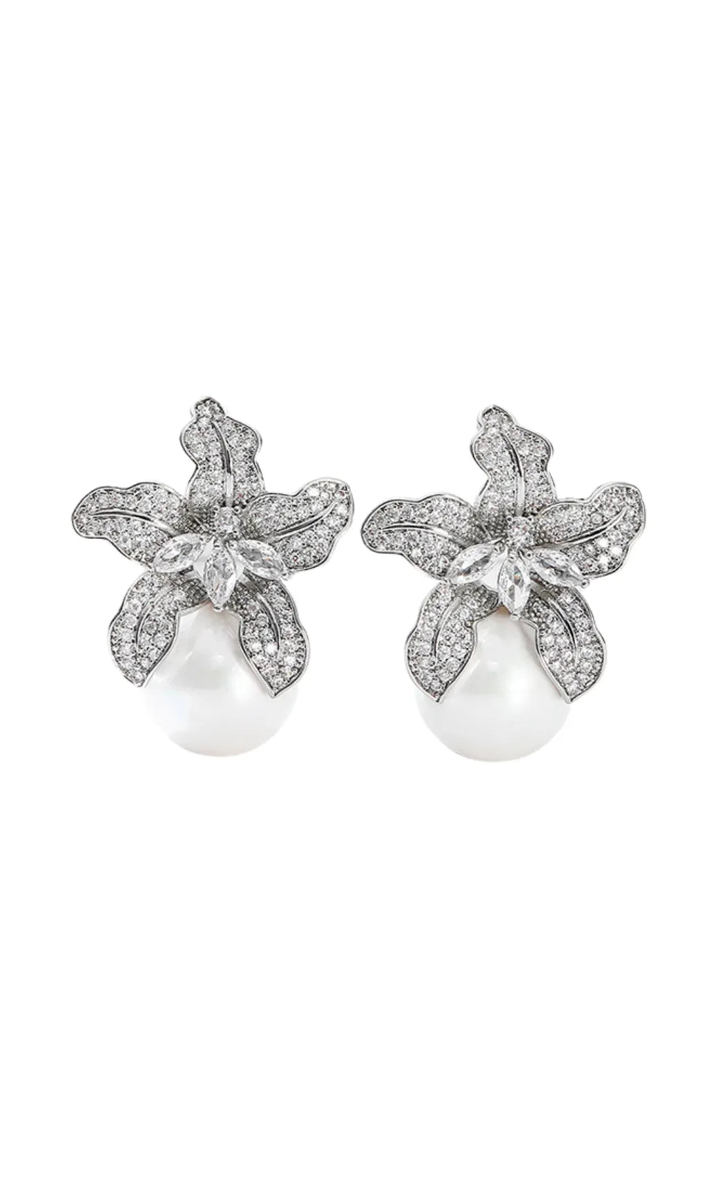 Lily Silver Pearl Earrings Flowering Girl