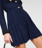 Navy Weave Knit Mini Dress Flowering Girl