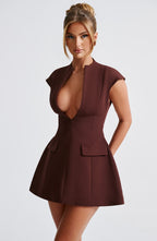 Suri Mini Dress - Brown Flowering Girl